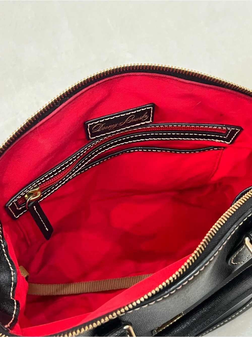 Dooney & Bourke Black Pebble Grain Leather Zip Zip Satchel